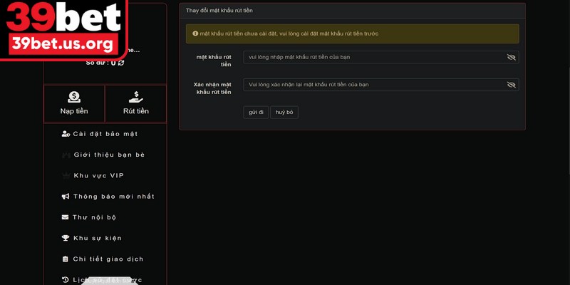 Lưu ý quan trọng khi thực hiện rút tiền 39BET